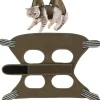 DOWNYPAWS - Hamac pour chat-toilettage pour animaux de compagnie-vert olive-empêcher l'évasion