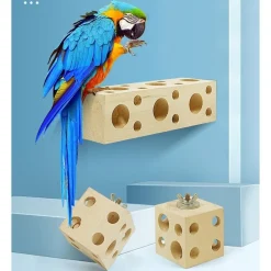 DOWNYPAWS - Jouet à mâcher - en bois de pin, avec trous, durable