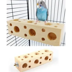 DOWNYPAWS - Jouet à mâcher - en bois de pin, avec trous, durable