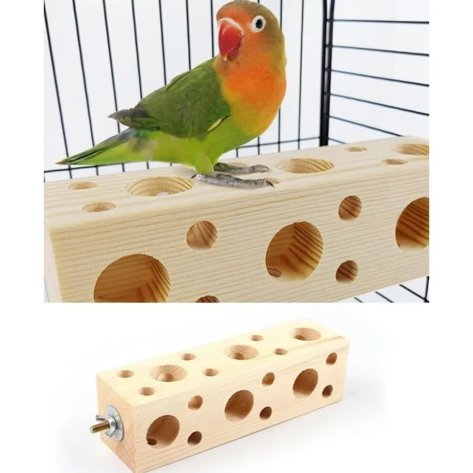 DOWNYPAWS - Jouet à mâcher - en bois de pin, avec trous, durable