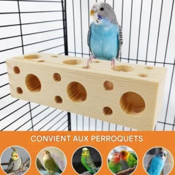 DOWNYPAWS - Jouet à mâcher - en bois de pin, avec trous, durable