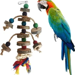 DOWNYPAWS - Jouet à mâcher perroquet - perles en bois colorées