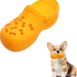 DOWNYPAWS - Jouets à mâcher pour chien- chaussons jouets interactifs pour nettoyer les dents-orange