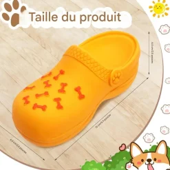 DOWNYPAWS - Jouets à mâcher pour chien- chaussons jouets interactifs pour nettoyer les dents-orange