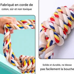 DOWNYPAWS - Jouets en corde, corde de 40 cm pour chiens de petite et moyenne taille, jouet durable à mâcher et nettoyant les dents