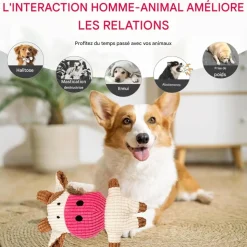 DOWNYPAWS - Jouets en peluche pour chiens-forme de vachejouets à mâcher - 22 x 15 cm