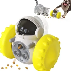DOWNYPAWS - Jouets pour chiens-fuite de nourriture-forme de roue de gobelet jaune