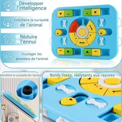 DOWNYPAWS - Jouets pour chiens mangeoire-jeu d'intelligence pour chien bleu-35*29*3.8cm