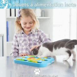 DOWNYPAWS - Jouets pour chiens mangeoire-jeu d'intelligence pour chien bleu-35*29*3.8cm