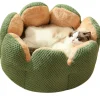 DOWNYPAWS - Lit pour chat diamètre 50 cm -amovible et lavable en machine-forme de fleur