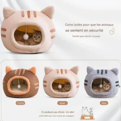 DOWNYPAWS - Lit pour chat-panier pour chat -forme de tête de chat-café 40*40*32cm