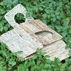 DOWNYPAWS - Nid de lapin en herbe tissée fait main - cage et lit en paille naturelle pour petits animaux