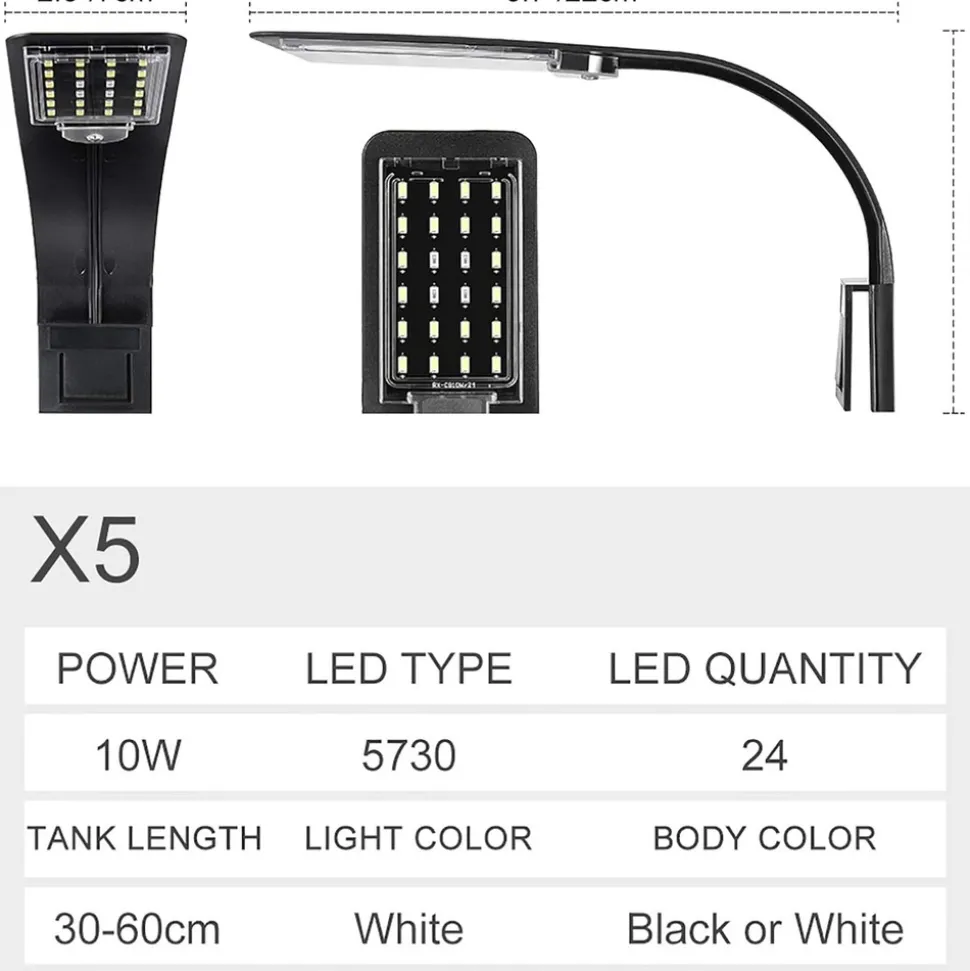 DOWNYPAWS - Rampe led 10w blanc/bleu pour aquarium 30-60cm