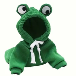 DOWNYPAWS - Sweat à capuche tricoté, thème grenouille, pour chatons