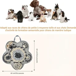 DOWNYPAWS - Tapis à lécher pour chiens-jouets pour chiens-gamelles slow food-gris