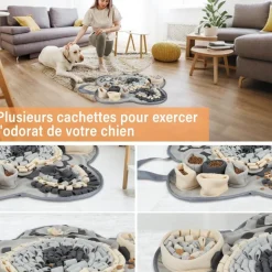 DOWNYPAWS - Tapis à lécher pour chiens-jouets pour chiens-gamelles slow food-gris
