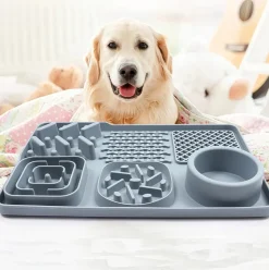 DOWNYPAWS - Tapis de léchage multifonctionnel et d'alimentation lente avec ventouse pour chiens