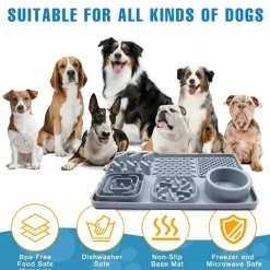 DOWNYPAWS - Tapis de léchage multifonctionnel et d'alimentation lente avec ventouse pour chiens