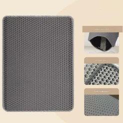 DOWNYPAWS - Tapis de litière pour chat gris foncé 45*60cm