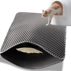DOWNYPAWS - Tapis de litière pour chat gris foncé 45*60cm