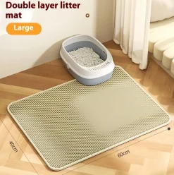 DOWNYPAWS - Tapis de litière pour chat : filtre double couche anti-transport lavable grand contrôle du sable amovible en velcro