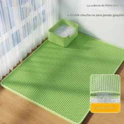 DOWNYPAWS - Tapis de litière anti-déversement pour chat vert 40*50cm