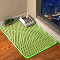 DOWNYPAWS - Tapis de litière anti-déversement pour chat vert 40*50cm