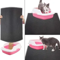 DOWNYPAWS - Tapis de litière pour chat noir 40*50cm