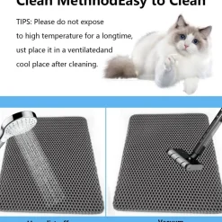 DOWNYPAWS - Tapis de litière pour chat gris foncé 40*50cm