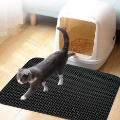DOWNYPAWS - Tapis de litière pour chat noir 45*60cm