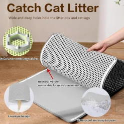 DOWNYPAWS - Tapis de litière anti-déversement pour chat violet 45*60cm