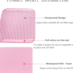 DOWNYPAWS - Tapis de litière anti-déversement pour chat rose 45*60cm