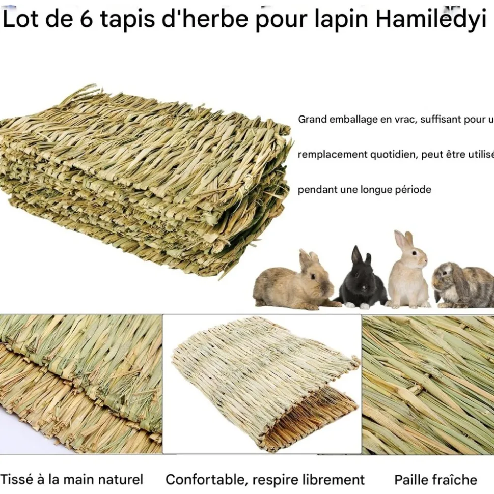DOWNYPAWS - Tapis d'herbe - tissé à la main, 6 pièces pour petits animaux