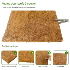 DOWNYPAWS - Tapis en fibre de noix de coco pour nid d'oiseau et animal de compagnie 50*50cm 5 pièces