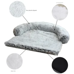 DOWNYPAWS - Tapis pour lit de chien en peluche, universel pour toutes saisons gris foncé 95 x 80 x 15 cm