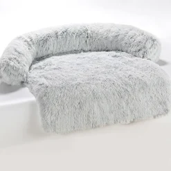 DOWNYPAWS - Tapis pour lit de chien en peluche, universel pour toutes saisons gris foncé 105 x 95 x 15 cm