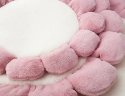 DOWNYPAWS - Tapis rond en fourrure de lapin douce - lit pour chat coussin pour chien tapis girly fleuri pour animaux de compagnie