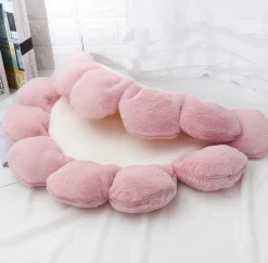 DOWNYPAWS - Tapis rond en fourrure de lapin douce - lit pour chat coussin pour chien tapis girly fleuri pour animaux de compagnie