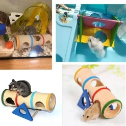 DOWNYPAWS - Tunnel à bascule - bois avec plateforme de jeu jouet