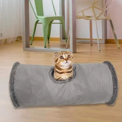 DOWNYPAWS - Tunnel pliable pour chat gris-65*29cm