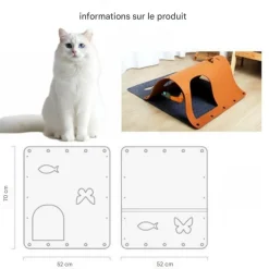 DOWNYPAWS - Tunnel pour chat orange grisâtre- (hors souris) - 52*70cm