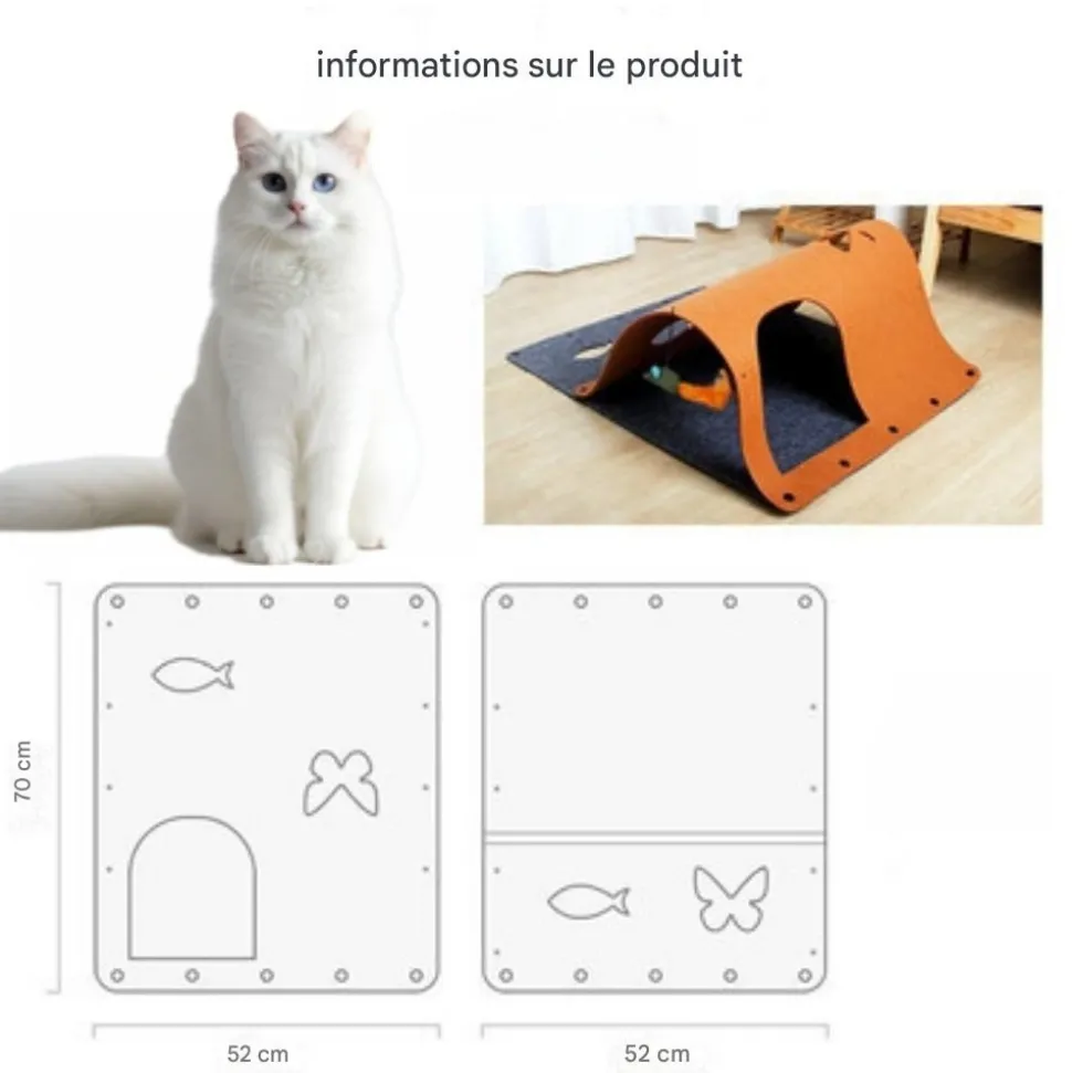 DOWNYPAWS - Tunnel pour chat orange grisâtre- (hors souris) - 52*70cm