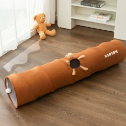 DOWNYPAWS - Tunnel pour chat pliable et droit, jouet pour chat, dessin animé, tunnel de rangement facile, longueur 1,2 m