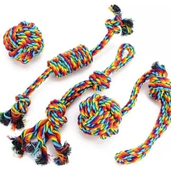 DTOPBUYAGE - 4 pièces jouets interactifs corde pour petits/moyens chiens