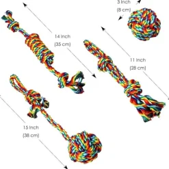 DTOPBUYAGE - 4 pièces jouets interactifs corde pour petits/moyens chiens