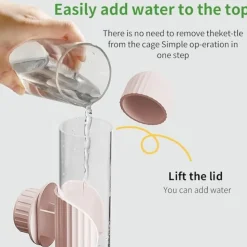 DTOPBUYAGE - Distributeur d'eau automatique rose 280 ml pour oiseaux