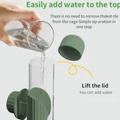 DTOPBUYAGE - Distributeur d'eau automatique vert 280 ml pour oiseaux