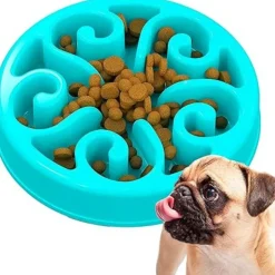 DTOPBUYAGE - Gamelle anti glouton bleu plateau interactif pour animaux compagnie