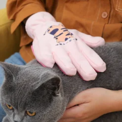 DTOPBUYAGE - Gants en silicone pour animaux de compagnie roses