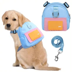 DTOPBUYAGE - Harnais pour chien avec sac à dos - bleu